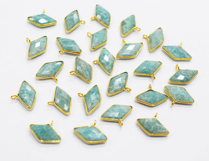 Amazonite Faceted Diamond Shape Single Bail Connector , Sold By Piece , 21 mm , RB-6636