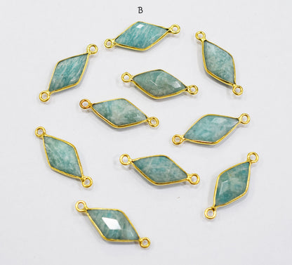 Amazonite Faceted Diamond Shape Connector , Sold By Piece , 10x20 mm , RB-6637