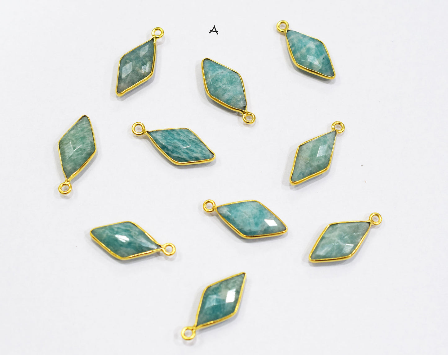 Amazonite Faceted Diamond Shape Connector , Sold By Piece , 10x20 mm , RB-6637