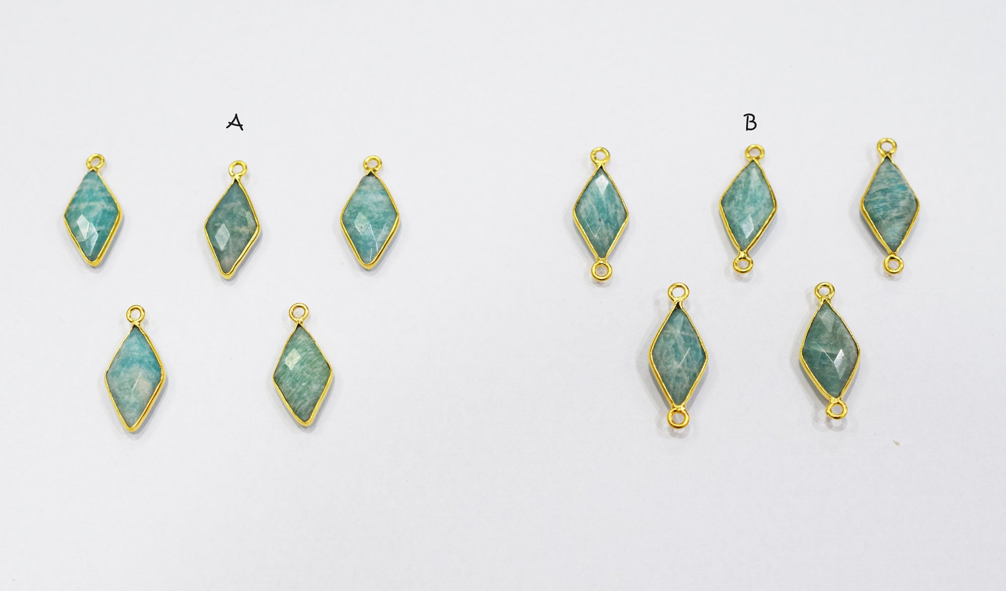 Amazonite Faceted Diamond Shape Connector , Sold By Piece , 10x20 mm , RB-6637