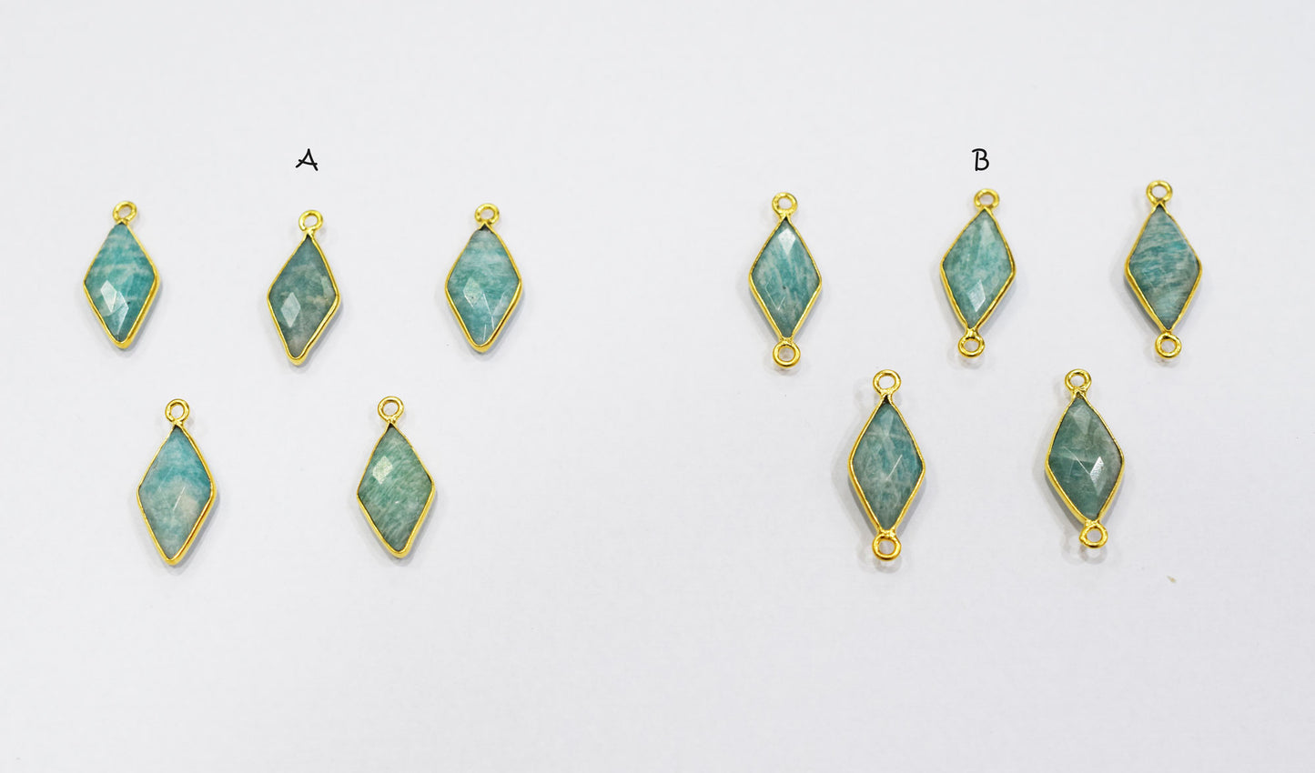 Amazonite Faceted Diamond Shape Connector , Sold By Piece , 10x20 mm , RB-6637