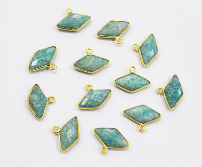 Amazonite Faceted Diamond Shape Single Bail Connector , Sold By Piece , 10x20 mm , RB-6638