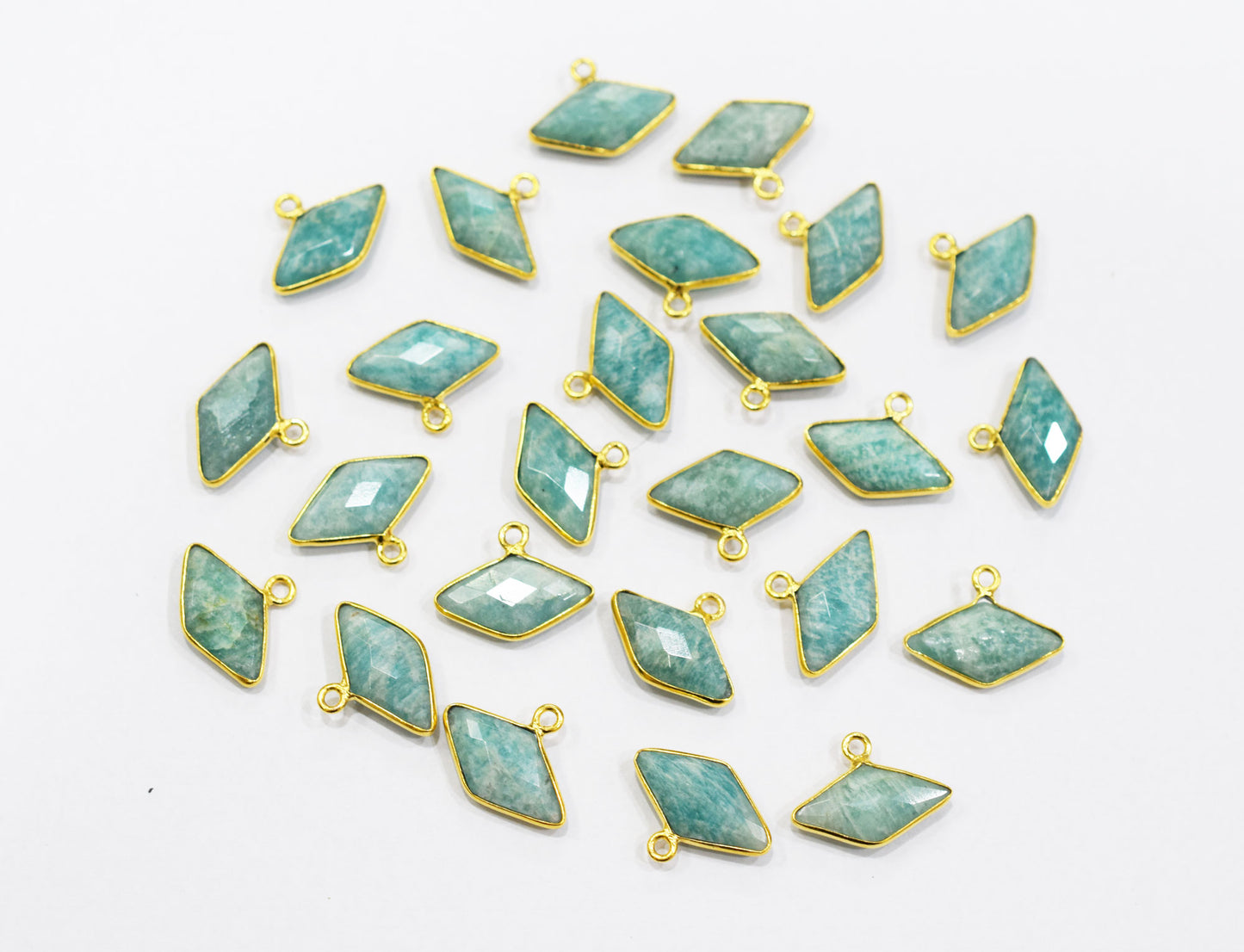 Amazonite Faceted Diamond Shape Single Bail Connector , Sold By Piece , 10x20 mm , RB-6638