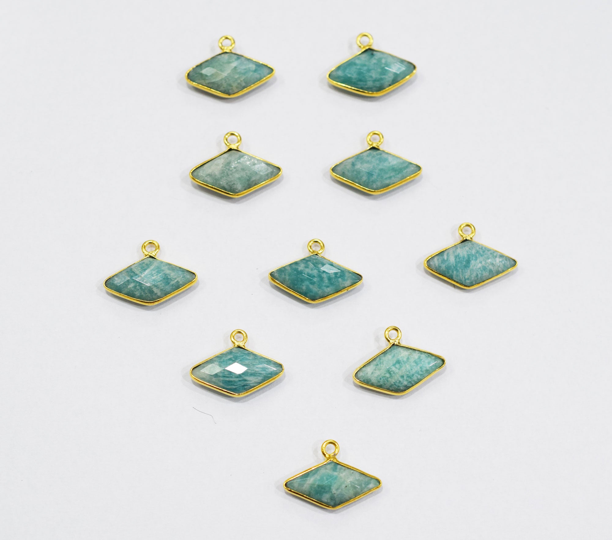 Amazonite Faceted Diamond Shape Single Bail Connector , Sold By Piece , 10x20 mm , RB-6638