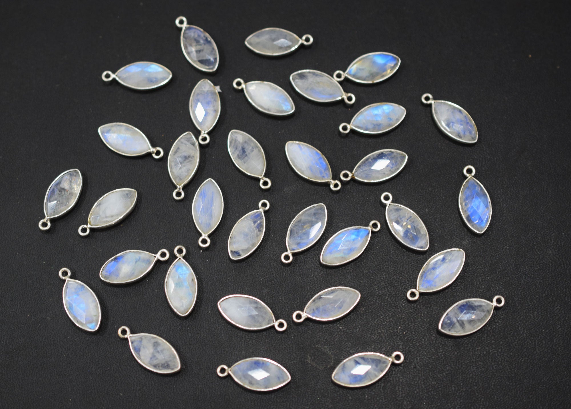 Rainbow Moonstone Faceted Marquise Shape Connector , Sold By Piece , 10x18 mm , RB-6640