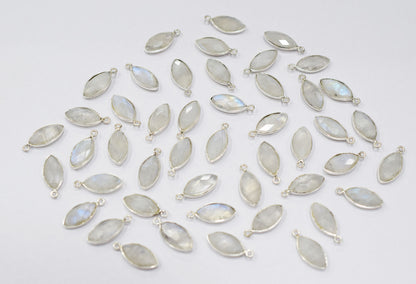 Rainbow Moonstone Faceted Marquise Shape Connector , Sold By Piece , 10x18 mm , RB-6640
