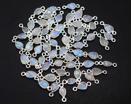 Rainbow Moonstone Hand Carved Leaf Shape Connector , Sold By Piece , 5x6 - 8x10 mm , RB-6641
