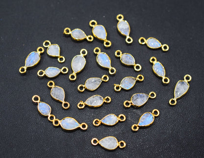 Rainbow Moonstone Hand Carved Leaf Shape Connector , Sold By Piece , 5x6 - 8x10 mm , RB-6641