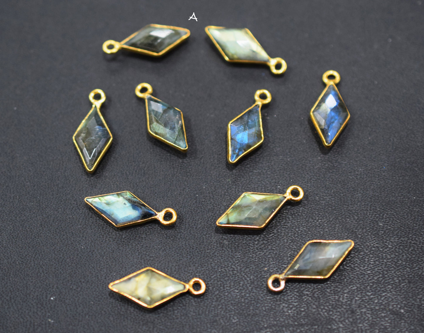 Labradorite Faceted Diamond Shape Double Bail Connector , Labradorite Single Bail Bezel Connector , Sold By Piece , 17 mm , RB-6644