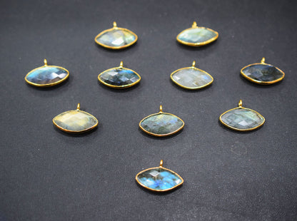 Labradorite Faceted Marquise Shape Single Bail Connector , Sold By Piece , 10x20 mm , RB-6648