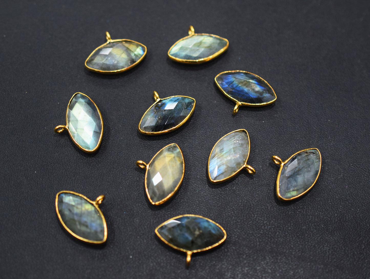 Labradorite Faceted Marquise Shape Single Bail Connector , Sold By Piece , 10x20 mm , RB-6648
