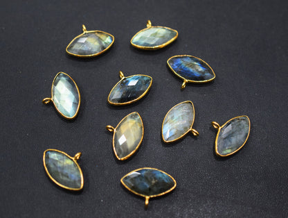 Labradorite Faceted Marquise Shape Single Bail Connector , Sold By Piece , 10x20 mm , RB-6648