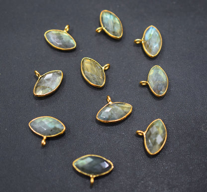 Labradorite Faceted Marquise Shape Single Bail Connector , Sold By Piece , 9x17 mm , RB-6651