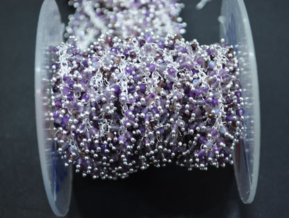 Purple Labradorite Faceted Round Shape Grape Chain , 3 mm , RB-6661