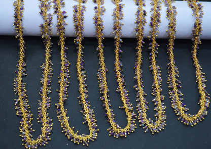 Purple Labradorite Faceted Round Shape Grape Chain , 3 mm , RB-6661