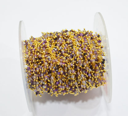 Purple Labradorite Faceted Round Shape Grape Chain , 3 mm , RB-6661