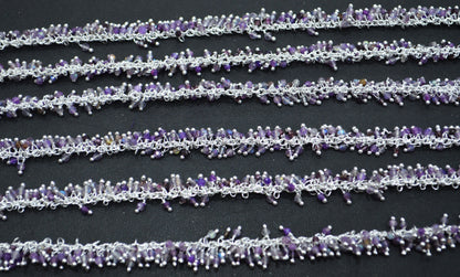 Purple Labradorite Faceted Round Shape Grape Chain , 3 mm , RB-6661