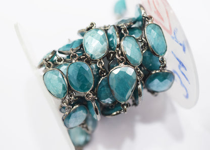 Ocean Green Slice Shape Connector Chain , 13x17 - 15x18 mm , RB-6666