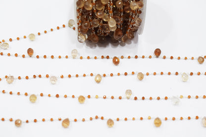 Imperial Topaz Faceted Rondelle Shape Rosary Beaded Chain , Sold By Foot , 3 - 10 mm , RB-6669