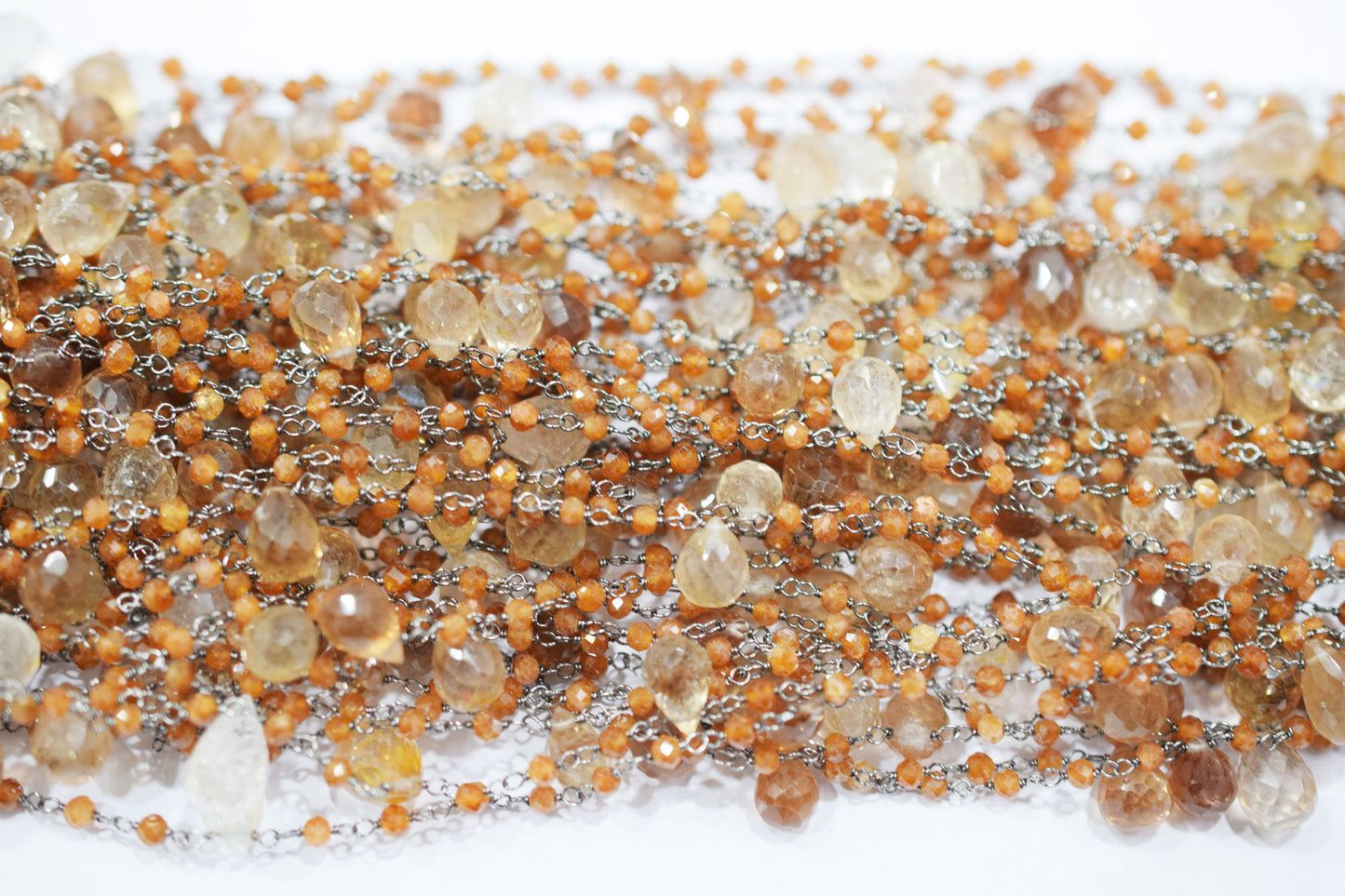 Imperial Topaz Faceted Rondelle Shape Rosary Beaded Chain , Sold By Foot , 3 - 10 mm , RB-6669