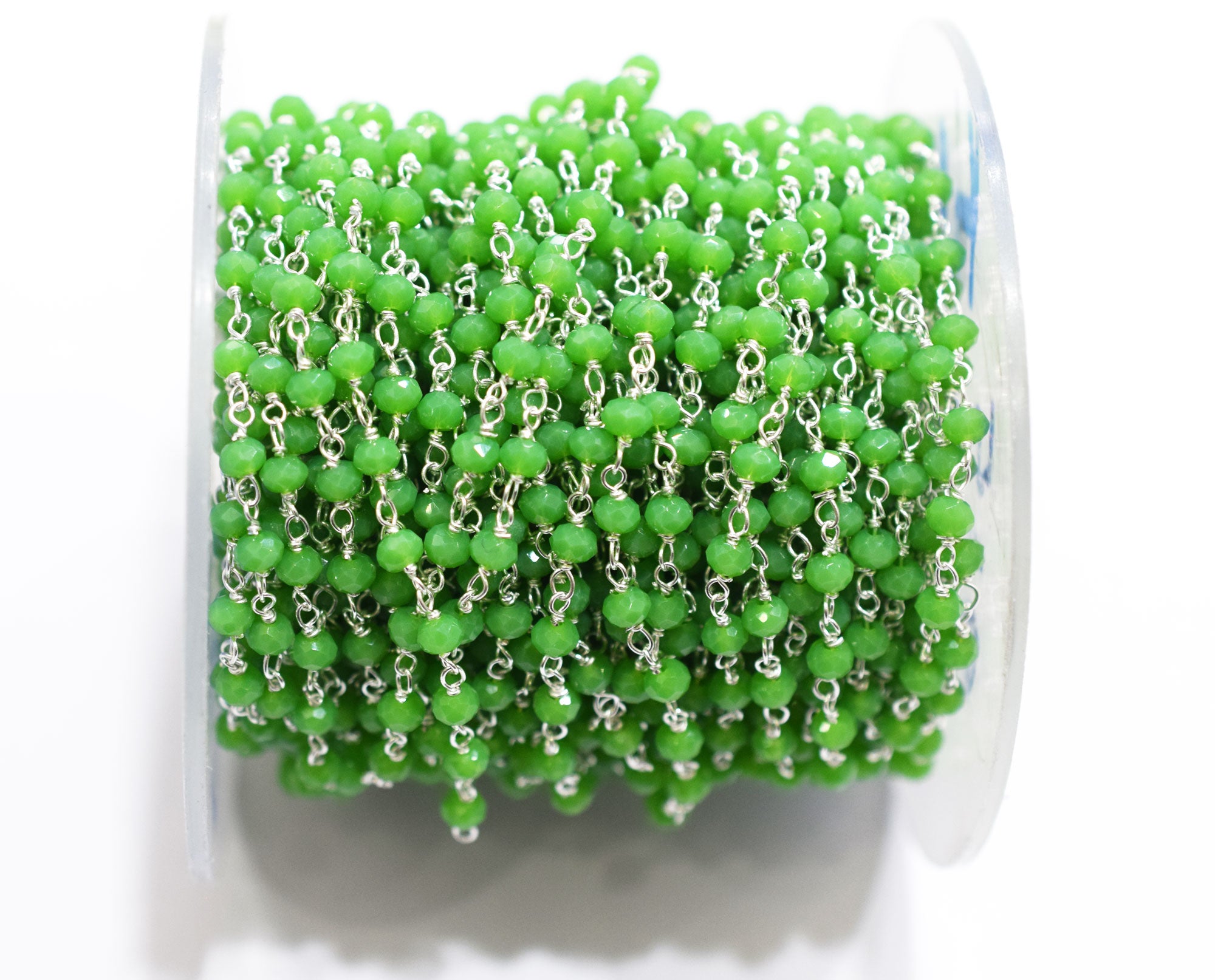 Mint Chrysoprase Hydro Quartz Faceted Rondelle Shape Rosary Beaded Chain , Sold By Foot , 3.50 - 4 mm , RB-6671
