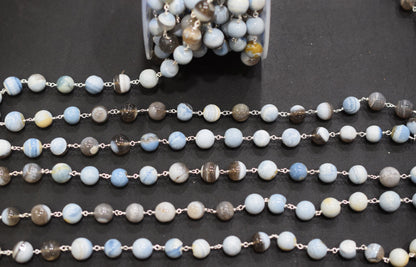 Boulder Lace Opal Smooth Round Shape Rosary Beaded Chain , 9 - 10 mm , RB-6673