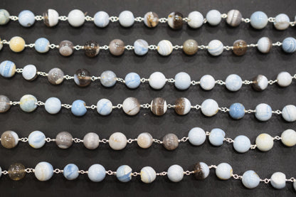 Boulder Lace Opal Smooth Round Shape Rosary Beaded Chain , 9 - 10 mm , RB-6673