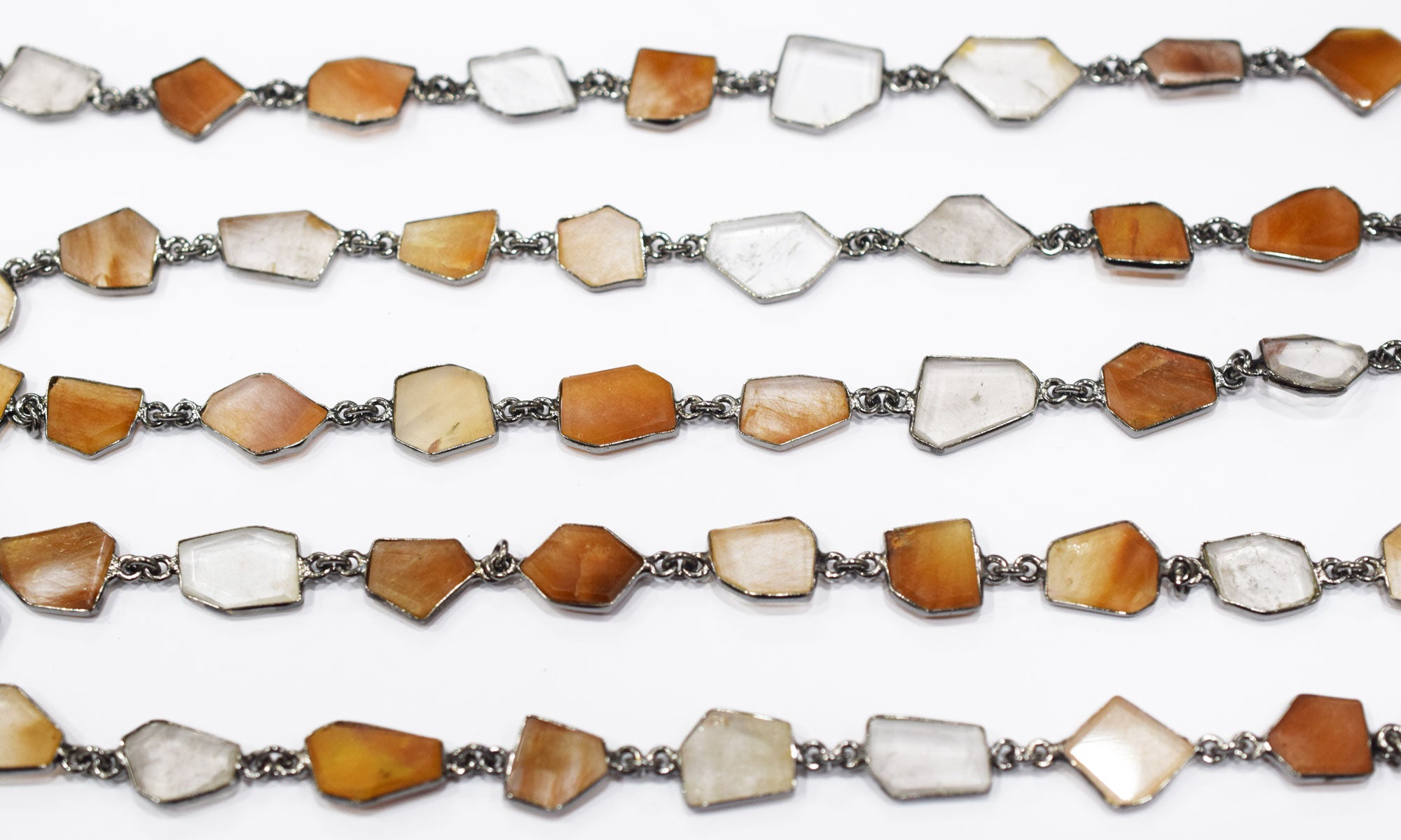 Camel Rutile Fancy Cut Shape Connector Chain , 7x9 - 13x15 mm , RB-6680