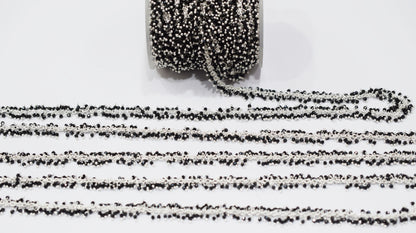 Natural Black Spinel Faceted Round Shape Dangling Chain , 3 mm , RB-6685