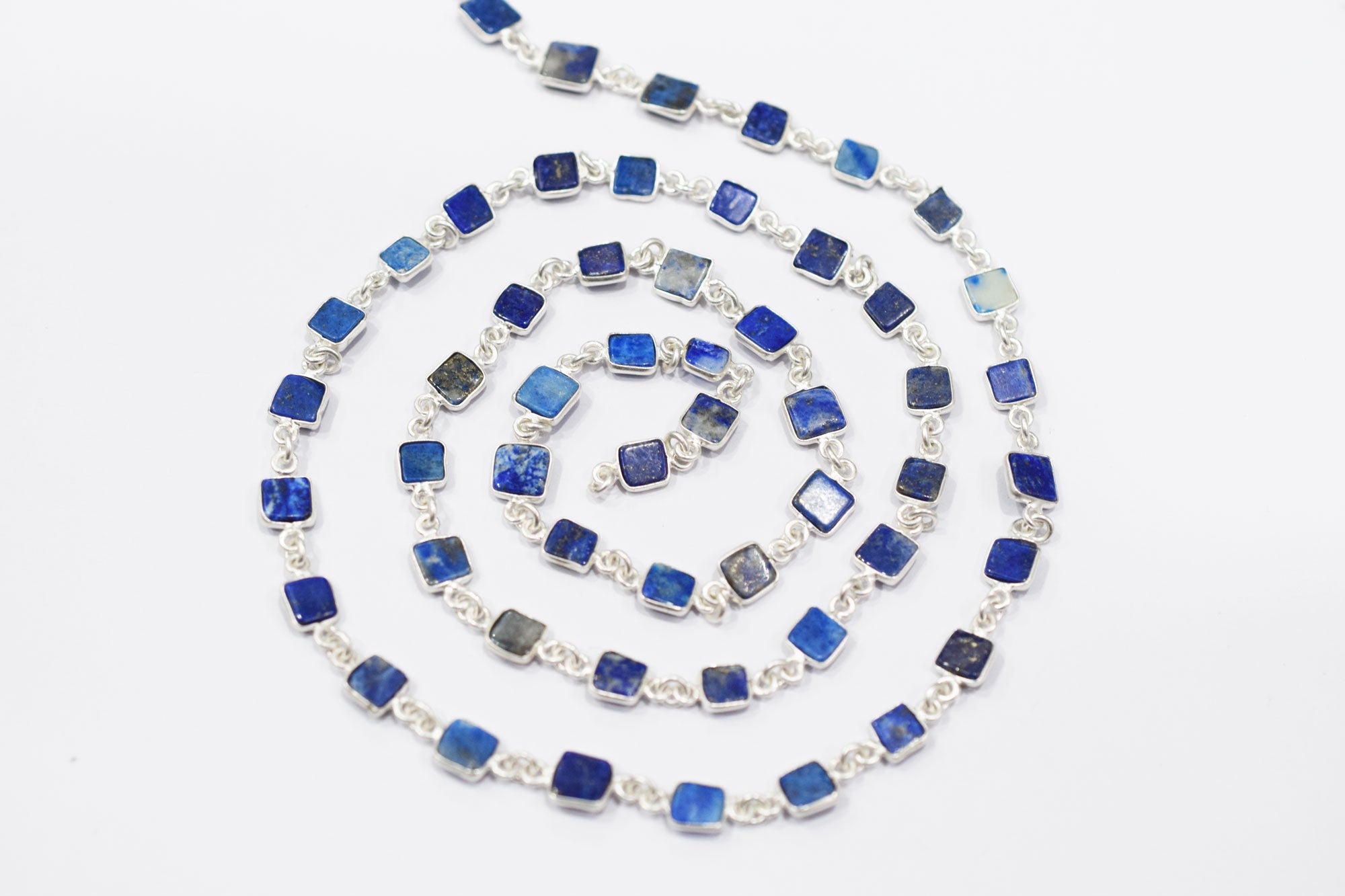 Lapis Lazuli Smooth Flat Square Shape Connector Chain , 6 - 7 mm , RB-6692