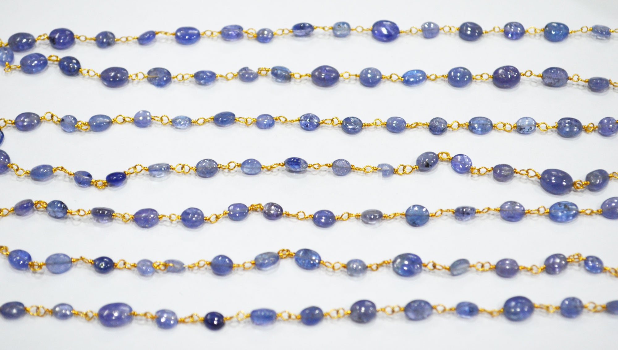 Tanzanite Smooth Oval Shape Rosary Beaded Chain , 3x4 - 4x5 mm , 6701