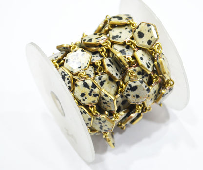 Dalmatian Crown Cut Hexagon Shape Connector Chain , 12 - 14 mm , RB-6703