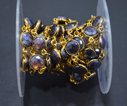 Mystic Coated Purple Labradorite Faceted Coin Shape Connector Chain , 10 - 11 mm , 6728