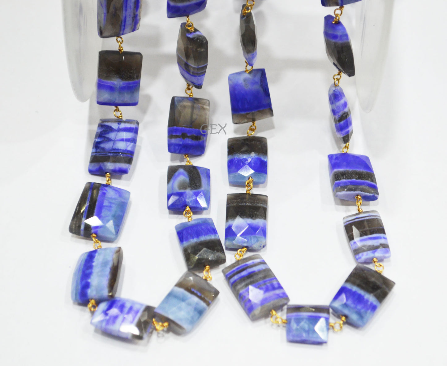 Purple Lace Chalcedony Faceted Chicklet Baguette Shape Rosary Beaded Chain , 9x12 - 12x16 mm , RB-6730