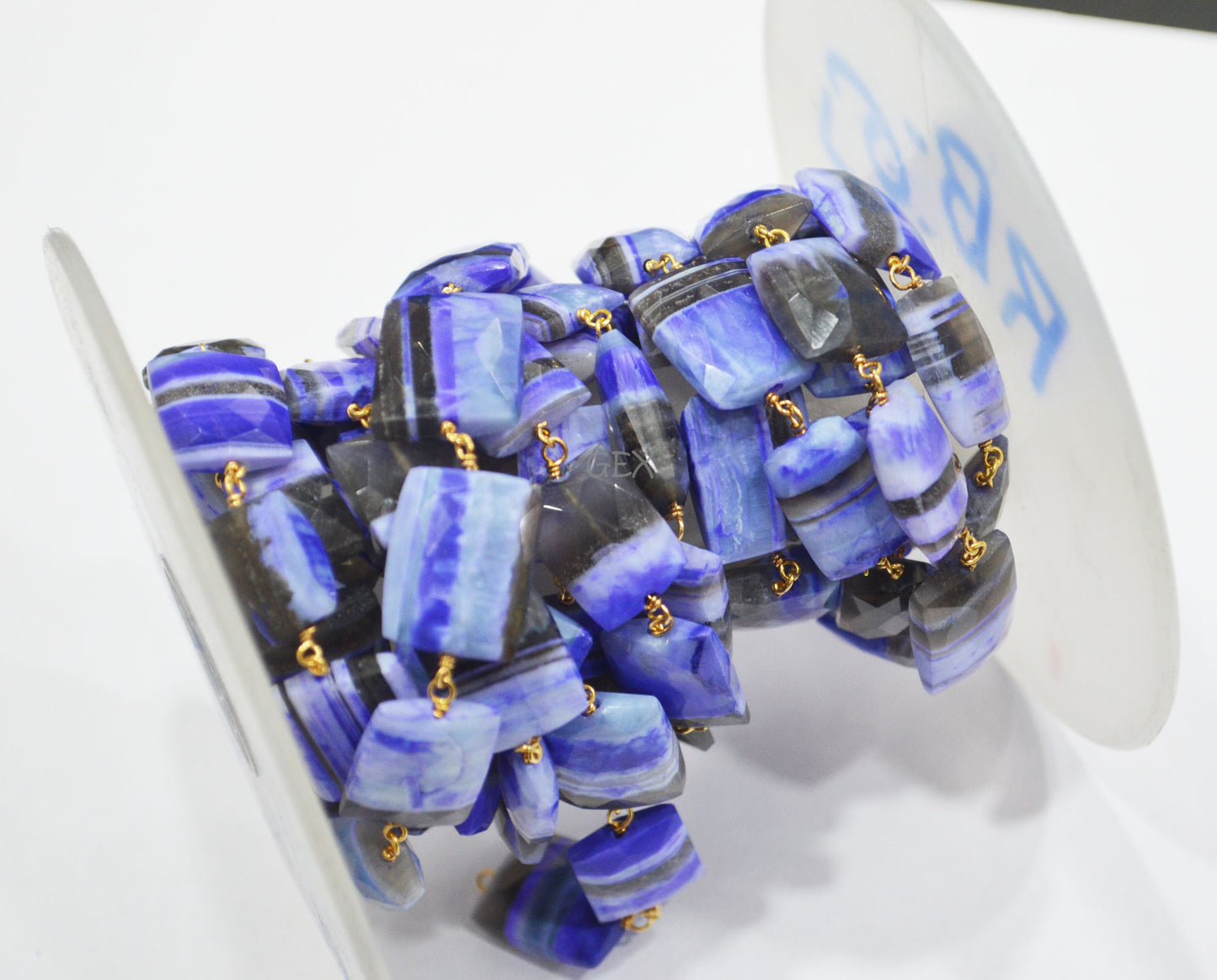 Purple Lace Chalcedony Faceted Chicklet Baguette Shape Rosary Beaded Chain , 9x12 - 12x16 mm , RB-6730