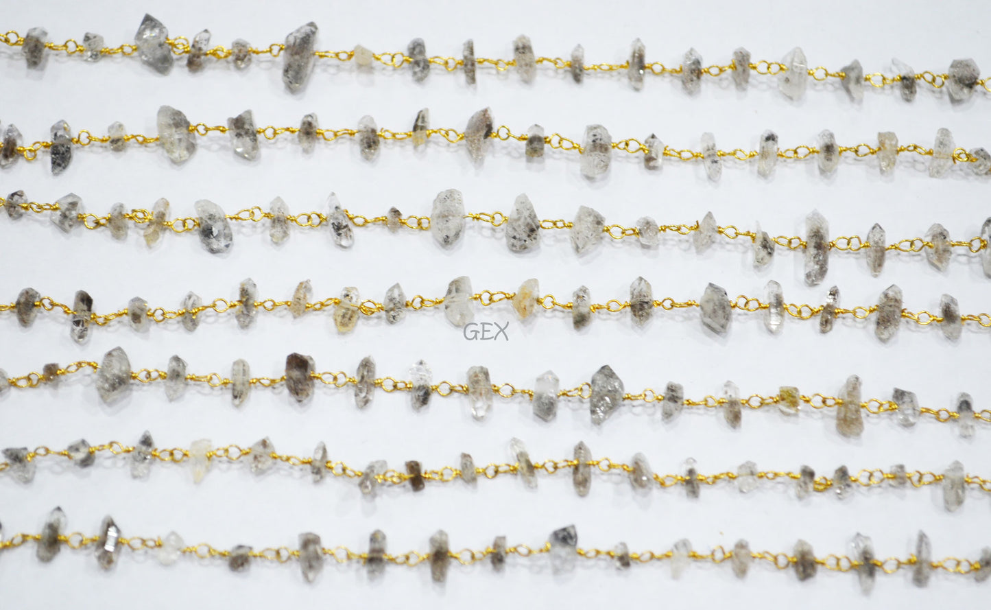 Herkimer Irregular Flat Chips Rosary Beaded Chain , 3 - 9 mm , RB-6733
