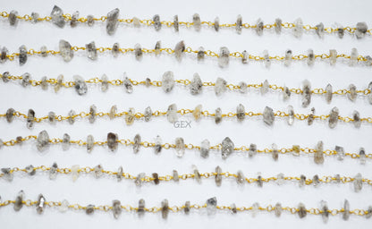 Herkimer Irregular Flat Chips Rosary Beaded Chain , 3 - 9 mm , RB-6733
