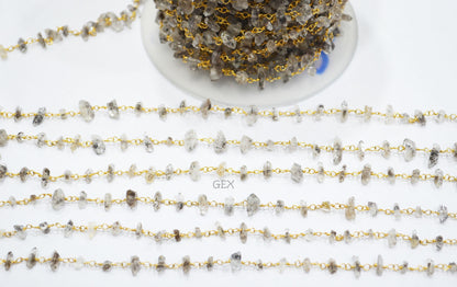 Herkimer Irregular Flat Chips Rosary Beaded Chain , 3 - 9 mm , RB-6733