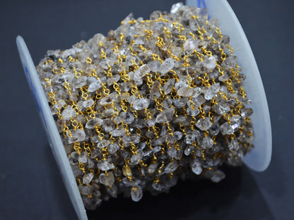 Herkimer Irregular Flat Chips Rosary Beaded Chain , 3 - 9 mm , RB-6733