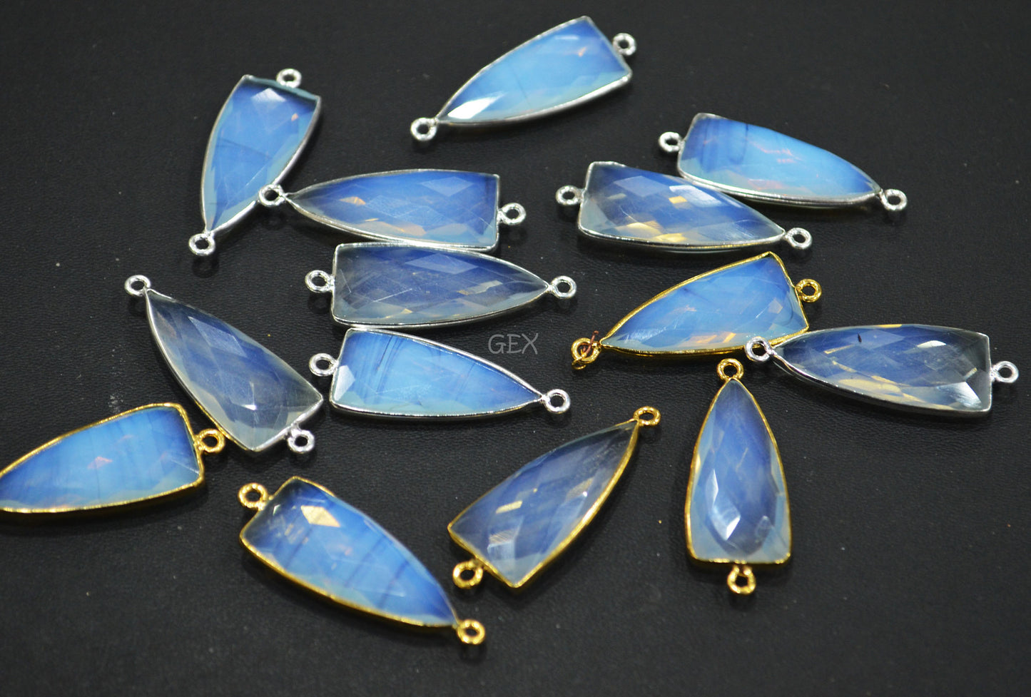 Opalite Faceted Arrowhead Shape Connector , Sold By Piece , 14x28 mm , RB-6740