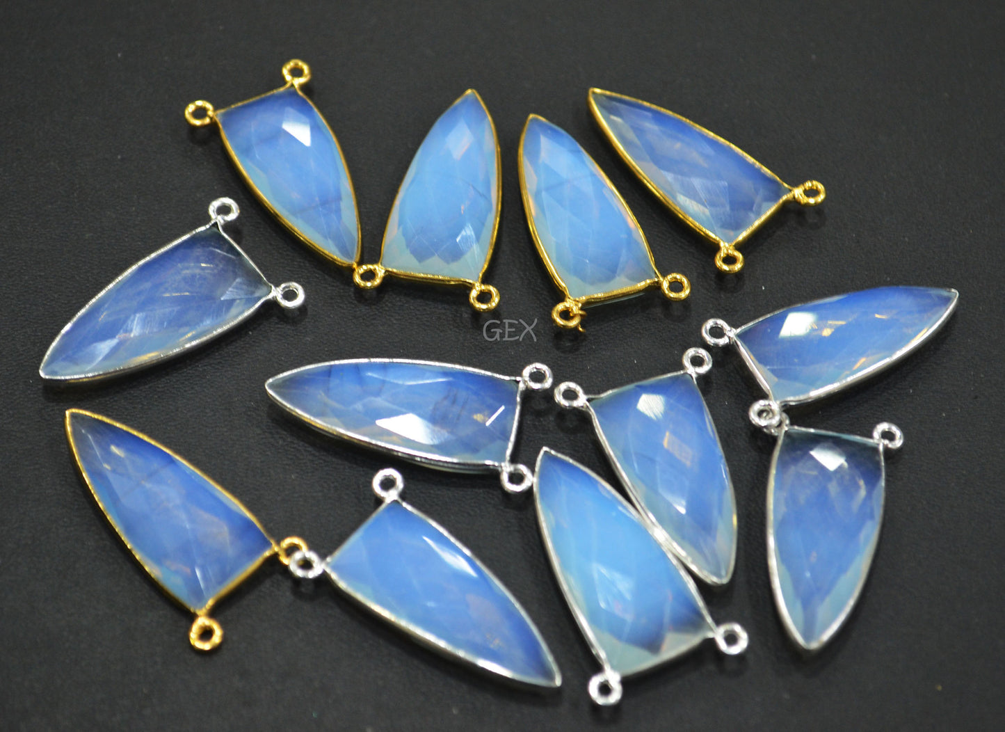 Opalite Faceted Arrowhead Shape Connector , Sold By Piece , 14x28 mm , RB-6741