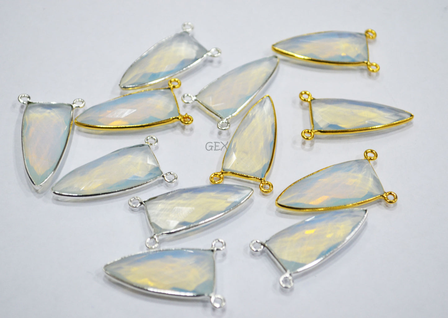 Opalite Faceted Arrowhead Shape Connector , Sold By Piece , 14x28 mm , RB-6741