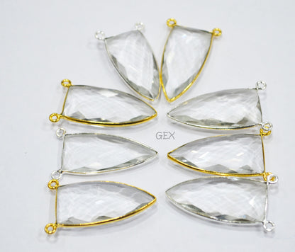 Crystal Hydro Quartz Faceted Arrowhead Shape Connector , Sold By Piece , 14x28 mm , RB-6742