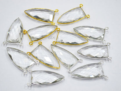 Crystal Hydro Quartz Faceted Arrowhead Shape Connector , Sold By Piece , 14x28 mm , RB-6742