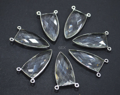 Crystal Hydro Quartz Faceted Arrowhead Shape Connector , Sold By Piece , 14x28 mm , RB-6742