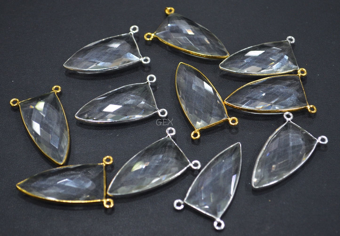 Crystal Hydro Quartz Faceted Arrowhead Shape Connector , Sold By Piece , 14x28 mm , RB-6742