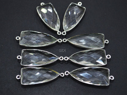 Crystal Hydro Quartz Faceted Arrowhead Shape Connector , Sold By Piece , 14x28 mm , RB-6743