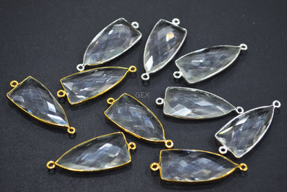 Crystal Hydro Quartz Faceted Arrowhead Shape Connector , Sold By Piece , 14x28 mm , RB-6743