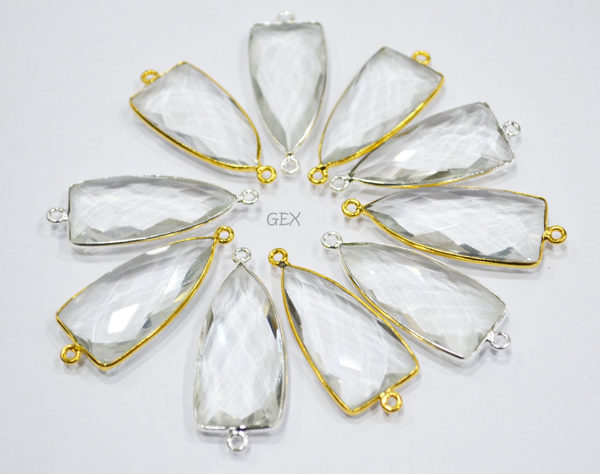 Crystal Hydro Quartz Faceted Arrowhead Shape Connector , Sold By Piece , 14x28 mm , RB-6743