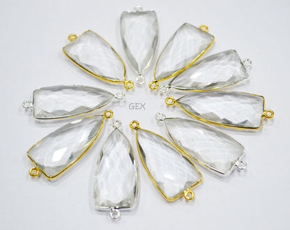 Crystal Hydro Quartz Faceted Arrowhead Shape Connector , Sold By Piece , 14x28 mm , RB-6743